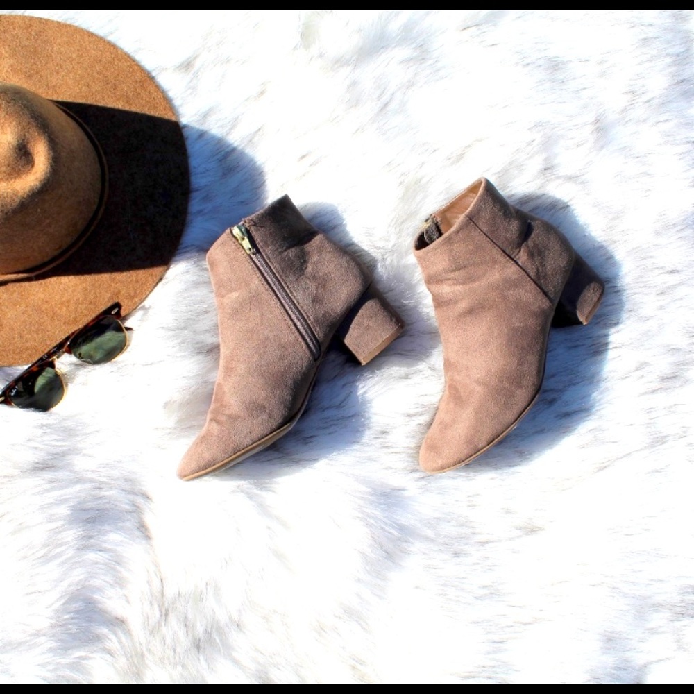 CityClassified Taupe Suede Booties